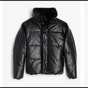 Express puffer jacket leather super soft reversible